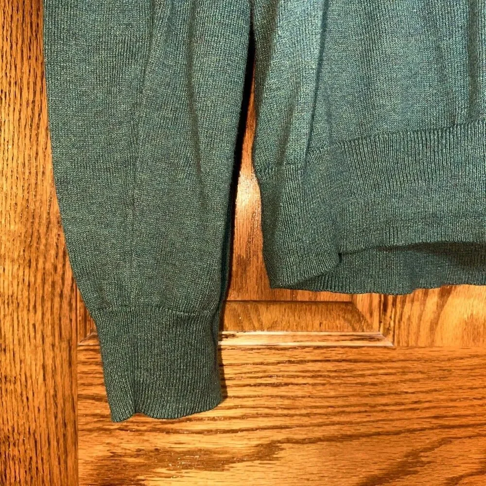 J. Crew | Green Harbor Cotton-Wool Blend V-Neck Sweater | Large